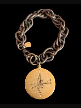 Vintage John Wind Antiqued Chunky Size 7.25" Large Sagittarius 1.85" Medallion